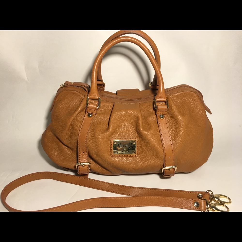 VALENTINA Brown Leather Med Hobo Tote Shopper Bag